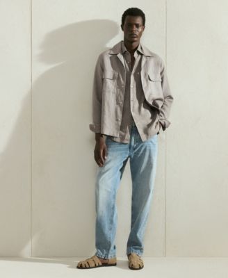 Men's Straight Fit Cotton-Linen Jeans