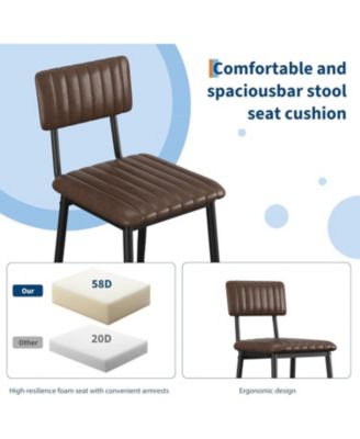 Bar Stools Set of 4 with Backrest and Footrest,Counter Height Bar Stools of 4 with Thick Cushion and Thickened Metal Legs for Island,Kitchen