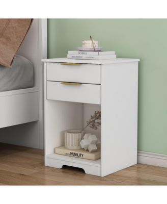 Durable Versatile Nightstand with 2 Drawers Modern Bedroom Furniture Bedside End Table