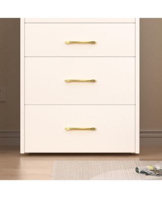 Elegant Modern Wooden Nightstand with 3 Drawers Finish Bedside Table for Bedroom Living Room