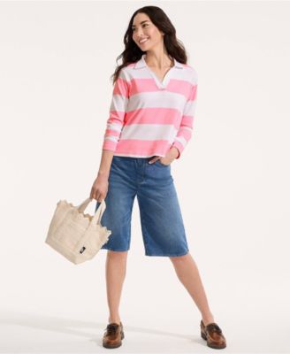 Women's Starfish High Rise Knit Denim 12" Bermuda Shorts