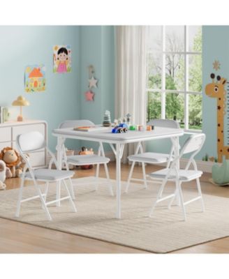 5 Piece Folding Kids Table and Chairs Set, Children Activity Table and Chairs Set for Dining Room,Daycare,Classrooms