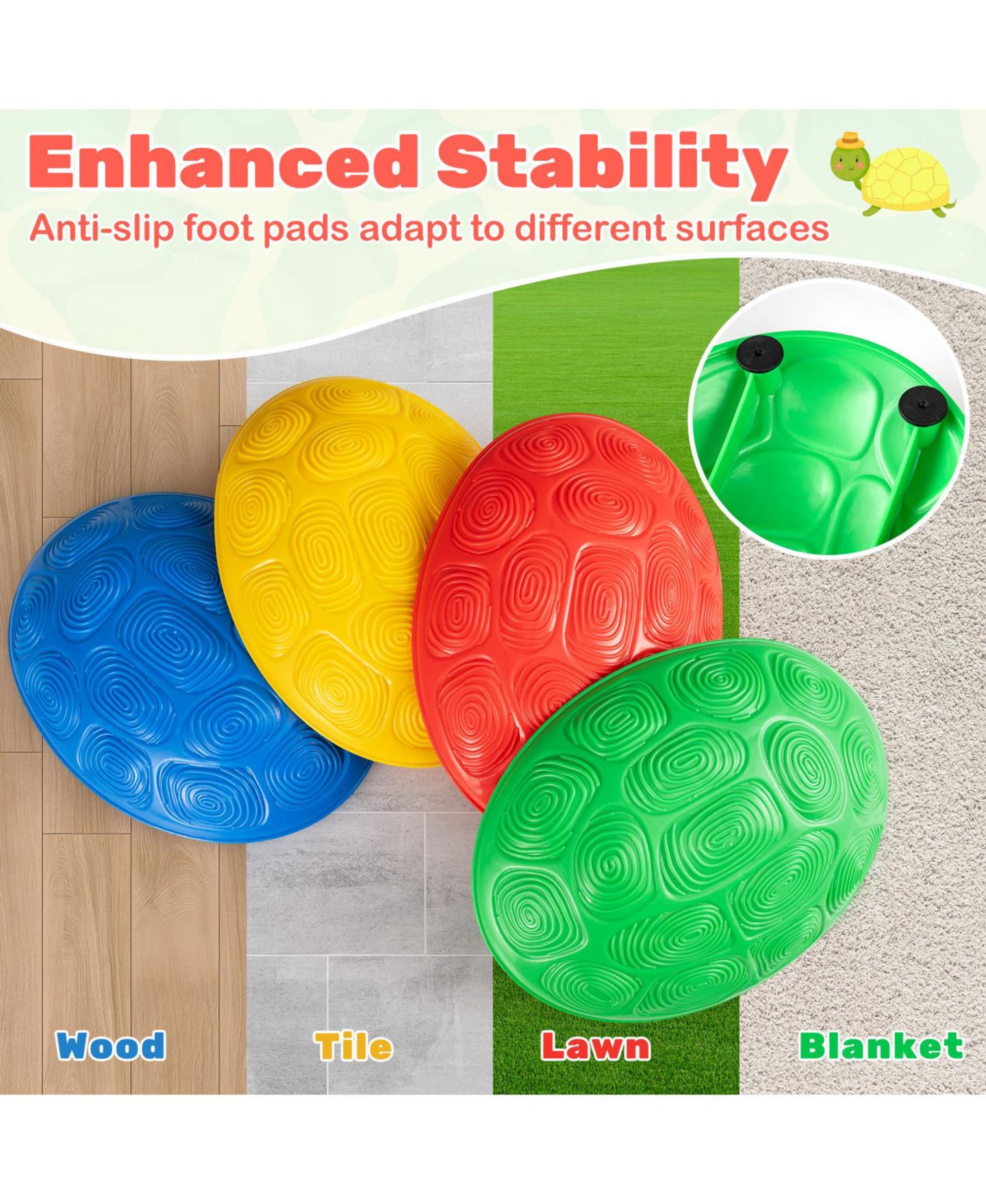 Детские игрушки Slickblue Kids Stepping Stones Non-Slip Balance 8-Piece Set, Ages 3+, цвет: Colorful — фото 5