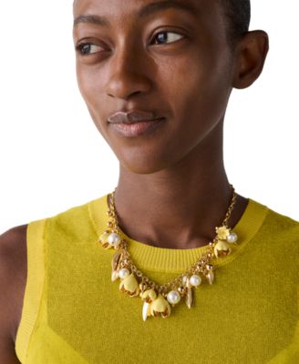 Golden Bloom Glass & Cubic Zirconia Statement Necklace