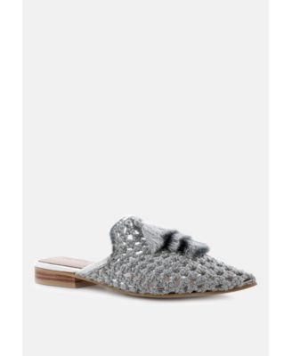 Rag and Co Womens Melanie Woven Flat Mules With Tassels