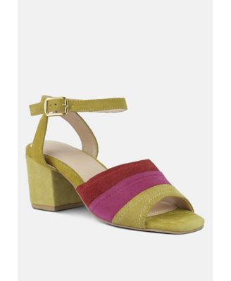 MON-BEAU Women Fine Suede Block Heeled Sandal