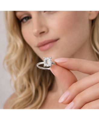 Valentina Moissanite 3 ct. t.w. Emerald Cut Solitaire Ring in Gold Vermeil