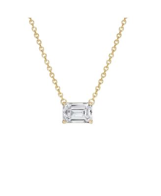 Valentina Moissanite  Emerald Cut Pendant Necklace in Gold Vermeil