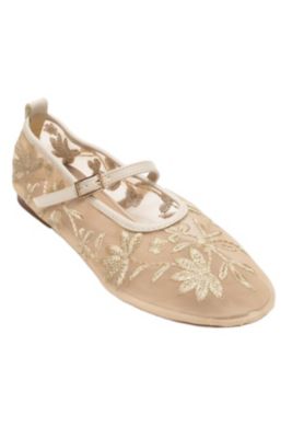 Juny Mesh Floral Embroidery Ballet Flat