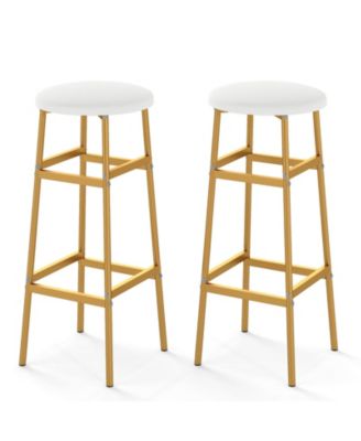 Bar Stools Set of 2 w/ Sturdy Metal Frame and Footrest for Kitchen Island