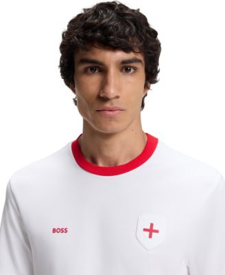 BOSS by Men's Stretch-Cotton England Country Flag Logo T-Shirt