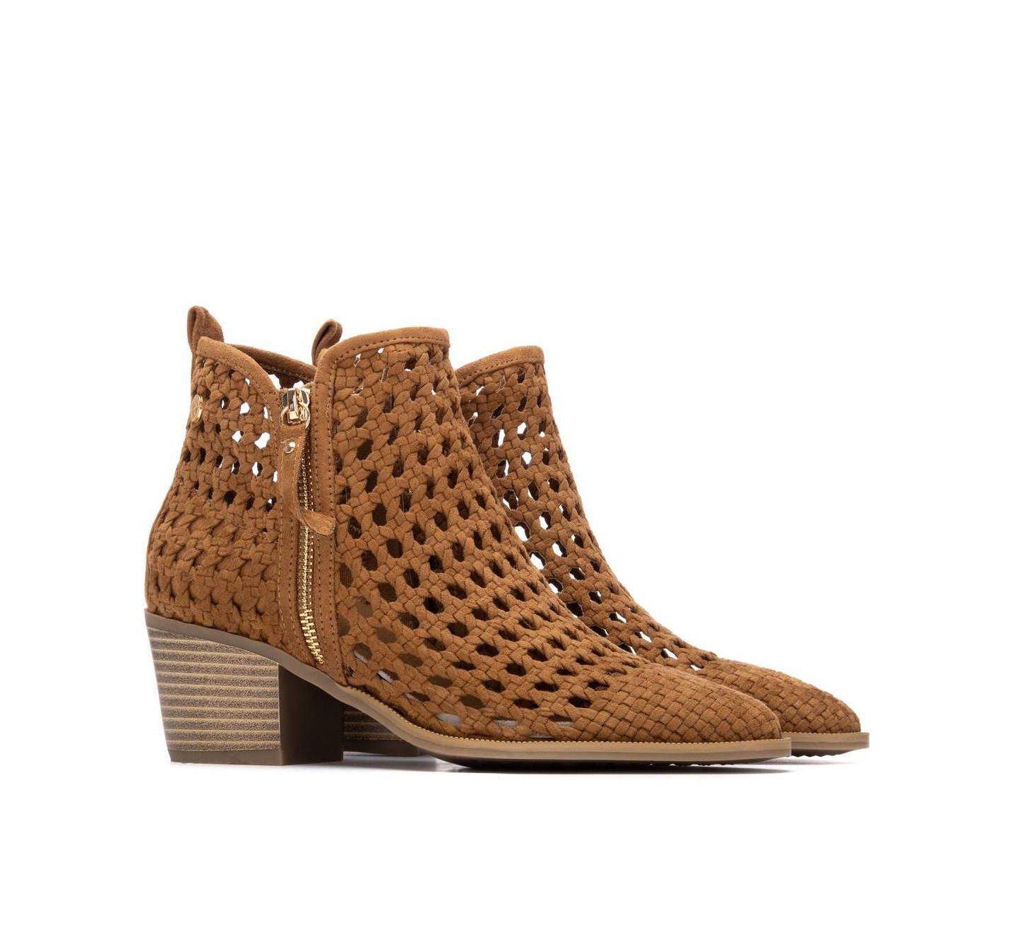 Женские ботинки XTI Block Heel Braided Style Ankle Booties, цвет: Верблюжий — фото 4