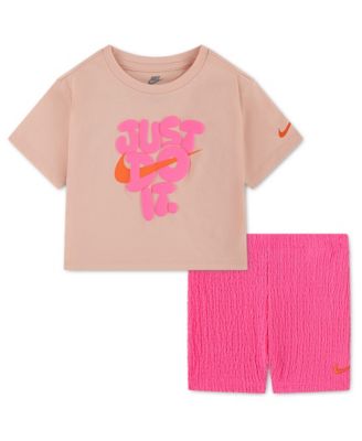 Girls' Toddler 2T-4T Short-Sleeve T-Shirt and Shorts, 2-Piece Set