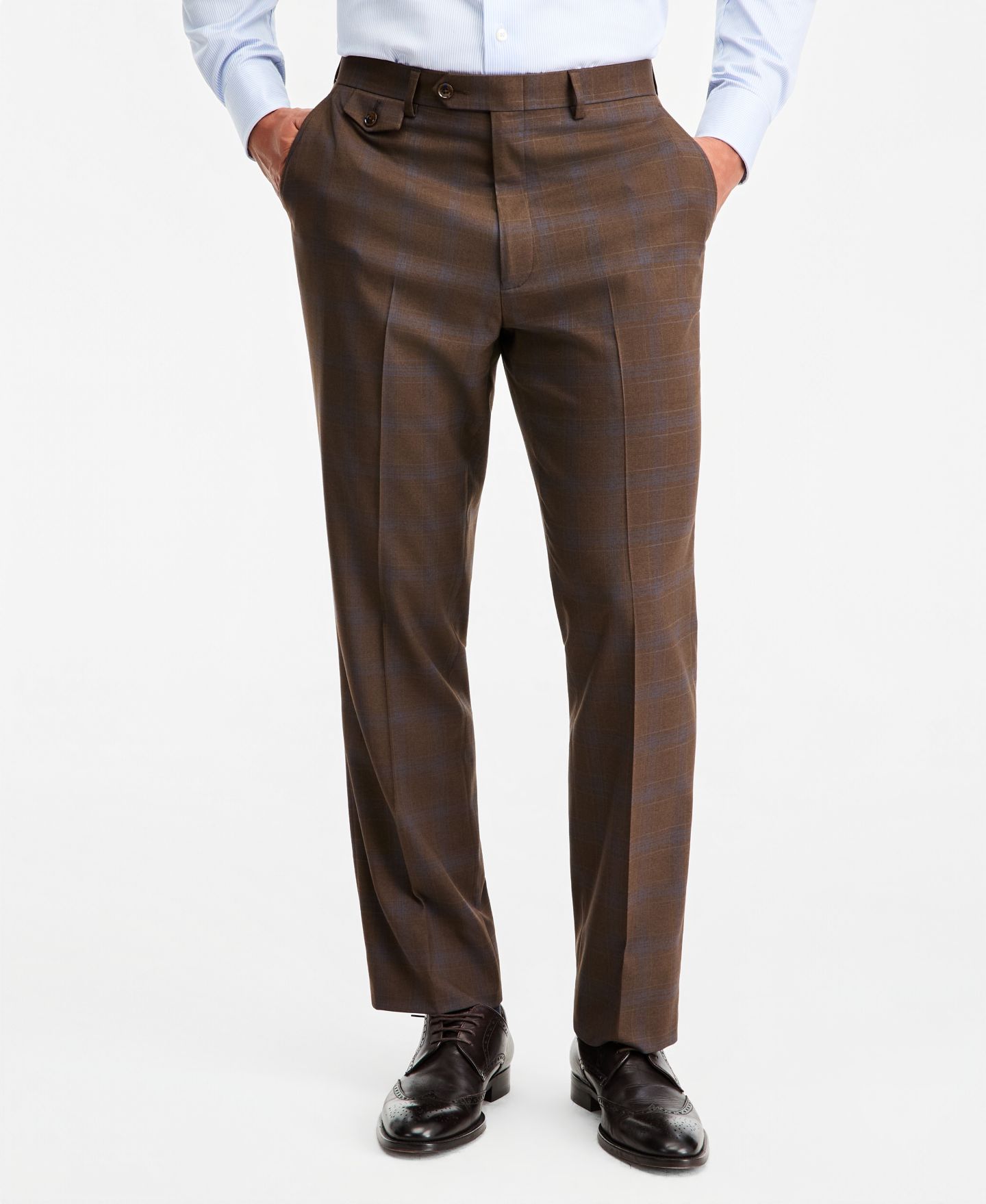 Мужские брюки Tayion Collection Classic-Fit Brown Plaid Suit Separate, цвет: Коричневый — фото 3