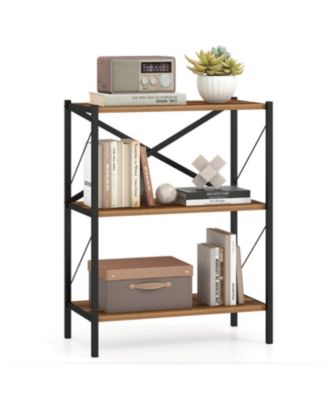 3 Tier Bookcase with Heavy Duty Metal Frame Industrial Shelf