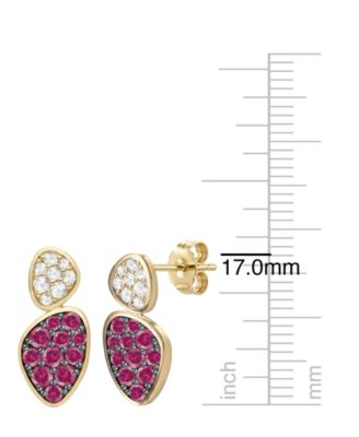 Lab Grown Ruby (1 ct. t.w.) & Lab Grown White Sapphire (1/3 ct. t.w.) Earrings in 14k Gold Over Sterling Silver (Also Available in Emerald & Sapphire)