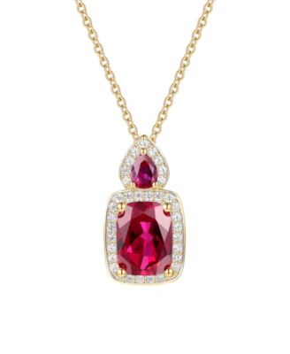 Amethyst (1-3/8 ct. t.w.) & Lab Grown White Sapphire (1/5 ct. t.w.) Pendant Necklace in 14k Gold Over Sterling Silver (Also Available in Multi-Stones)