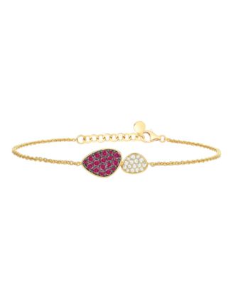 Lab Grown Ruby (3/4 ct. t.w.) & Lab Grown White Sapphire (1/4 ct. t.w.) Bracelet in 14k Gold Over Sterling Silver (Also Available in Emerald & Sapphire)