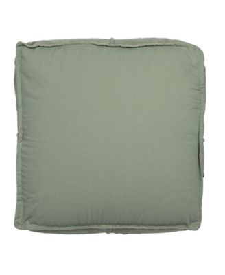 Square 24" Cotton Pouf with Piped Detail