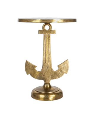 15" Metal Round Nautical Accent Table