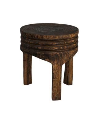 14" Paulownia Wood Carved Stool