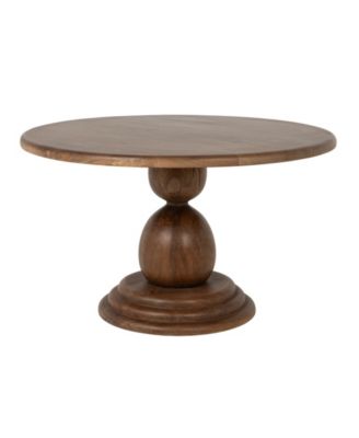 30" Mango Wood Round Bulbed Pedestal Coffee Table