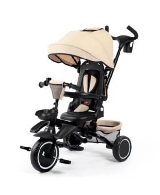 8-in-1 Kids Tricycle with Adjustable Push Handle, Canopy and Storage