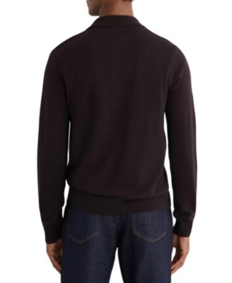 Men's Wool Stitch-Detail Button Sweater