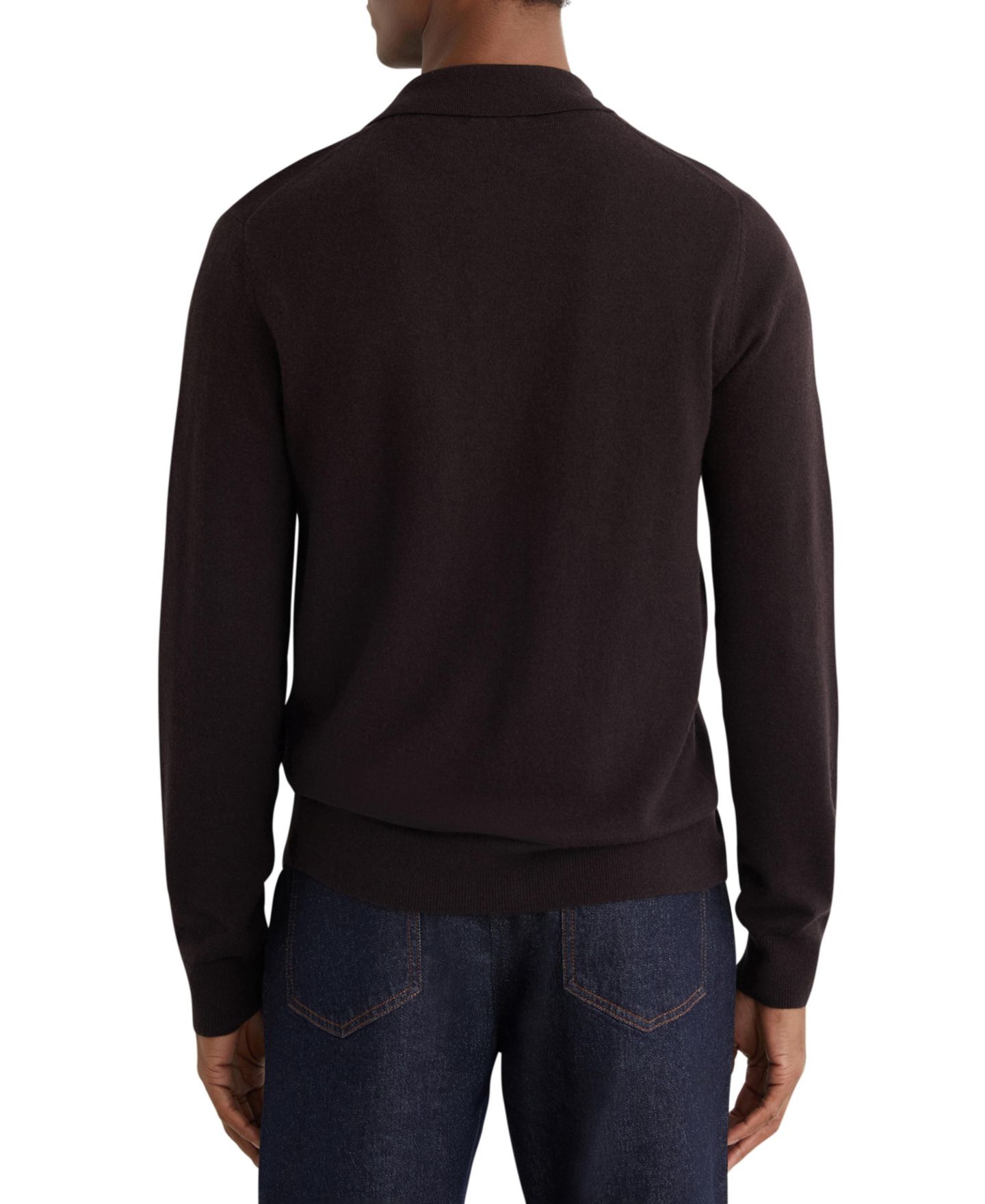 Мужской свитер REISS Gideon Wool Stitch-Detail Button, цвет: Шоколадный — фото 2