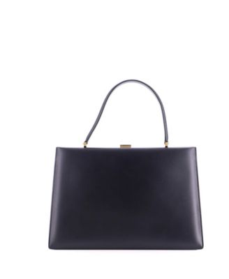 Medium Clasp Top Handle Bag Leather