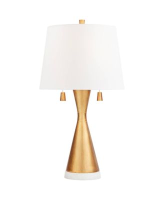 Sterling 27 3/4" Tall Modern Table Lamp Pull Chain Gold Finish Marble Single Shade Living Room Bedroom Bedside