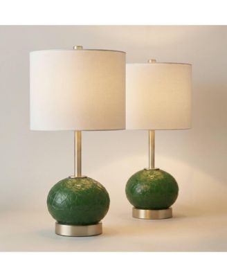 Maris 20" High Glass and Satin Brass Table Lamp Set with Dimmer