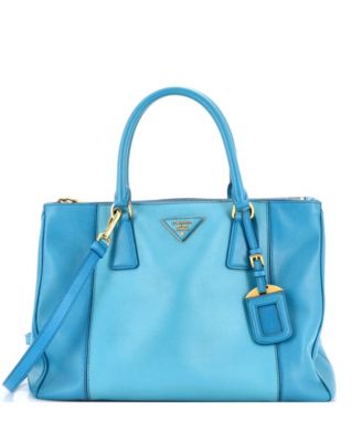 Medium Bicolor Double Zip Lux Tote Saffiano Leather