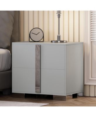 Elegant Modern Wooden Nightstand with Storage Space Finish Bedside Table for Bedroom Living Room