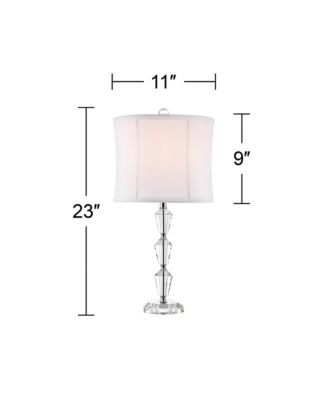 Goddin Accent Table Lamp 23" High Faceted Crystal Column Geneva Drum Shade for Bedroom Living Room Bedside Nightstand Kids