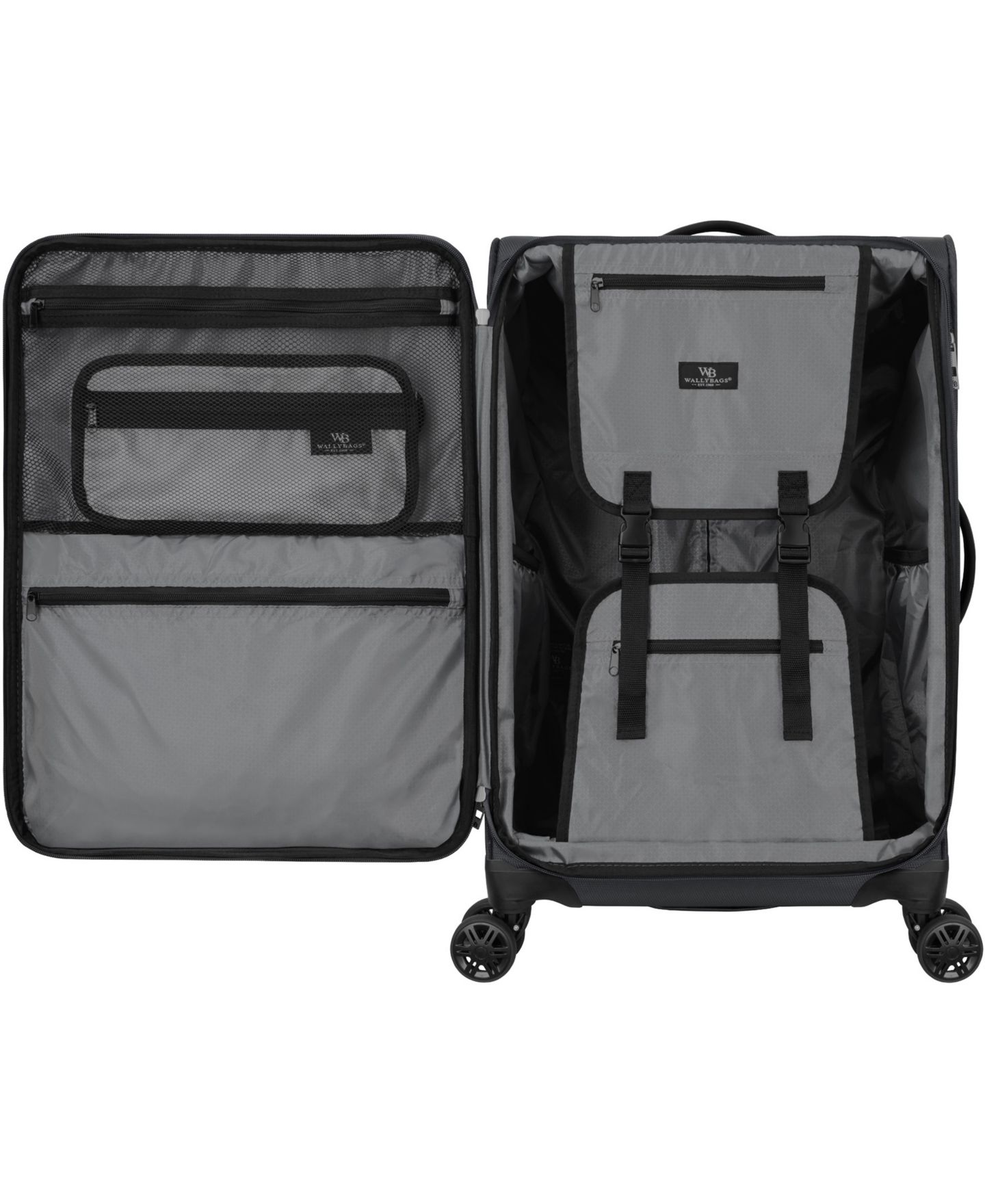 Чемодан WallyBags Stratford Medium Expandable Check-In Spinner, цвет: Графитовый — фото 5