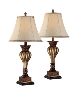 Senardo 30" Tall Floral Vase Large Traditional End Table Lamps Set of 2 Shade Living Room Bedroom