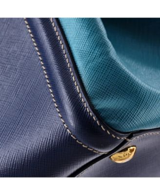 Small Bicolor Lux Convertible Open Tote Saffiano Leather