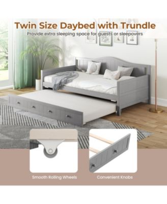 Pine Wood Twin Daybed with Trundle