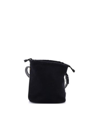 Rive Gauche Drawstring Bucket Bag Embroidered Wool