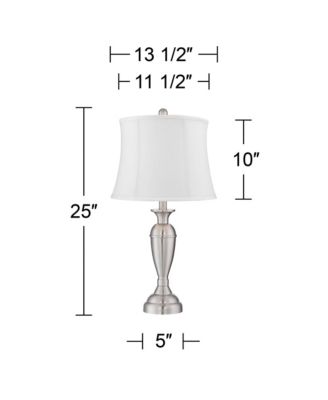 Blair Traditional Table Lamps 25" High Set of 2 Brushed Nickel Softback Drum Shade for Bedroom Living Room Bedside Nightstand House