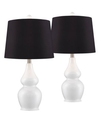 Jane Modern Table Lamps 25" High Set of 2 Ceramic with Faux Silk Drum Shade for Bedroom Living Room Home Bedside Nightstand Office