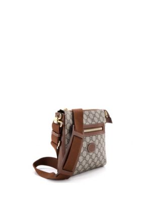 Small Interlocking G Patch Zip Messenger Bag GG Coated Canvas