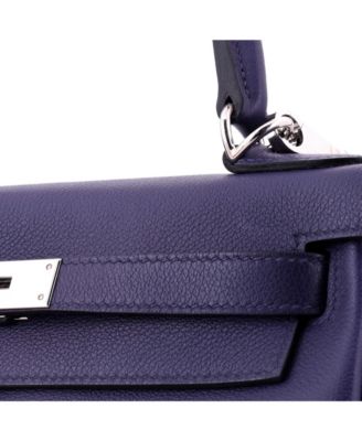 Kelly 28 Handbag Verso Evercolor with Palladium Hardware