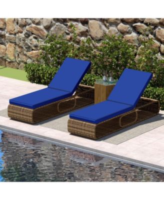 2PCS Chaise Lounge Chair w/ Adjustable Backrest Cushion and Storage Outdoor
