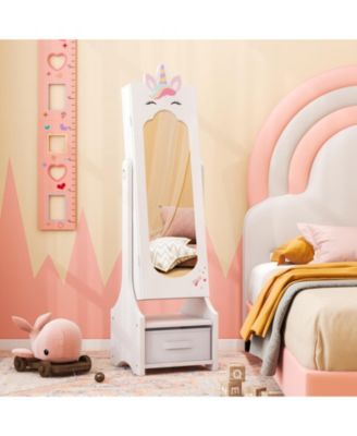 Princess Vanity Table and Stool Set with Jewelry Cabinet and Mirror Drawer