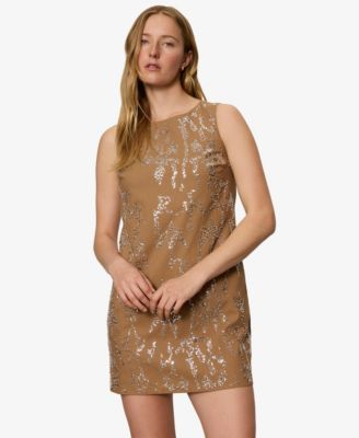gold glitter shift dress Donna Karan Women's Sequin Shift Dress in Citrus/Clear