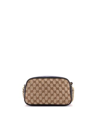 Small GG Marmont Shoulder Bag Diagonal Quilted GG Canvas with Leather