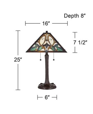 Table Lamp 25" High Tiffany Style Stained Glass Art Shade for Living Room Family Bedroom Bedside Nightstand
