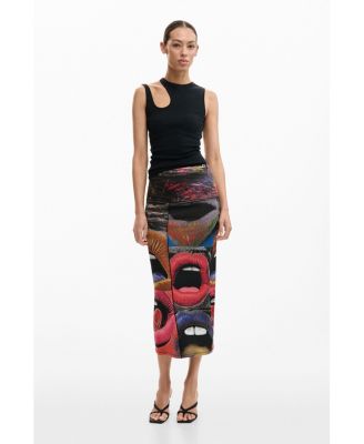 Women's Printed Skirt With Lips